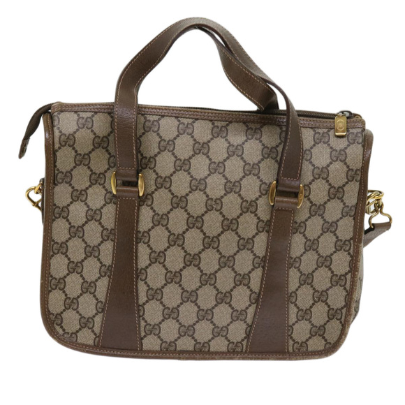 GUCCI GG Supreme Web Sherry Line Hand Bag 2way Beige Red 41 02 039 Auth 64239 - Picture 2 of 16